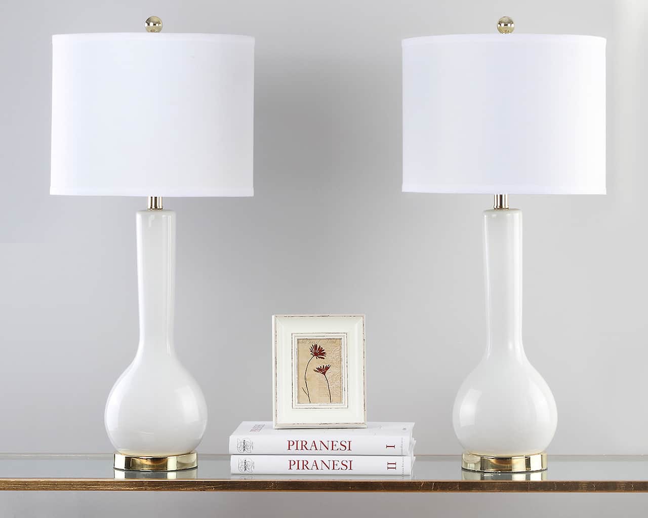 Mae Long Neck Table Lamp Set in White